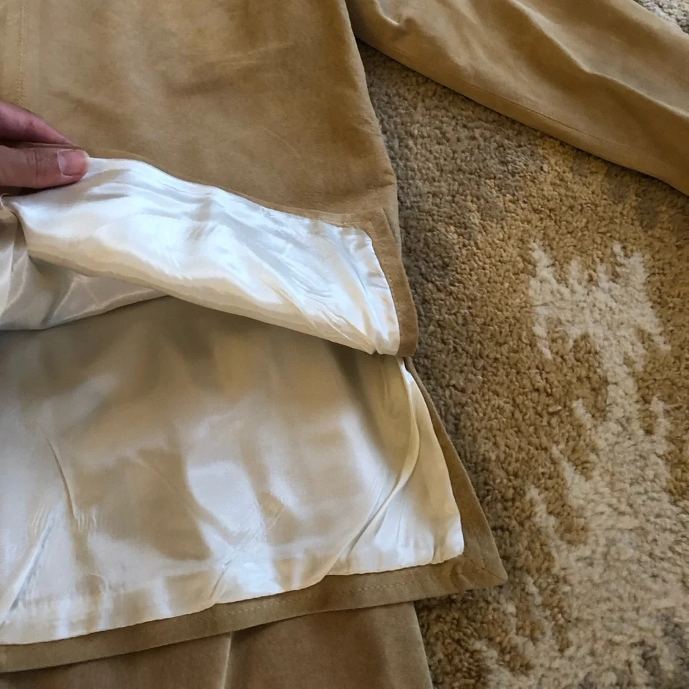 Erez Levy Saks Fifth Avenue Beige Suede Learher Skirt And Top Set Sz 4 Vintage! - Picture 4 of 16